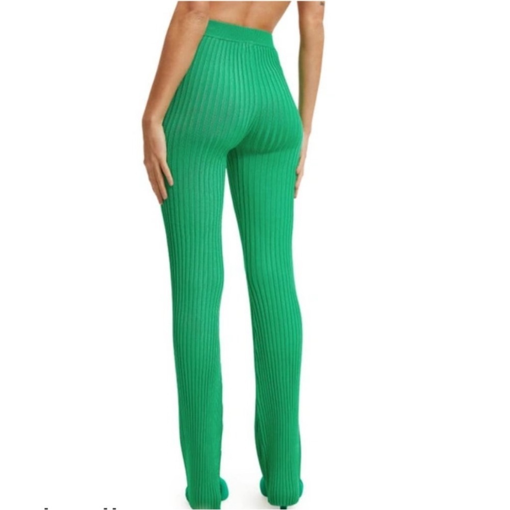 Good American Knit Ribbed Flare Summer Green Pants Size 1/2 (XS/S) - Picture 2 of 6